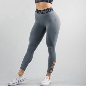 Alphalete Grey High Rise Criss Cross 7/8 Leggings Size XS